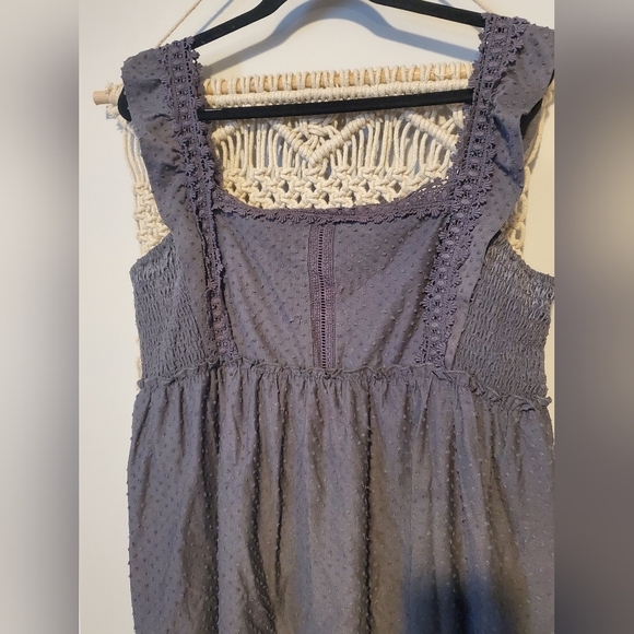 Eyeshadow womans grey Swiss dot tank top with ruffle sleeves - Picture 2 of 8